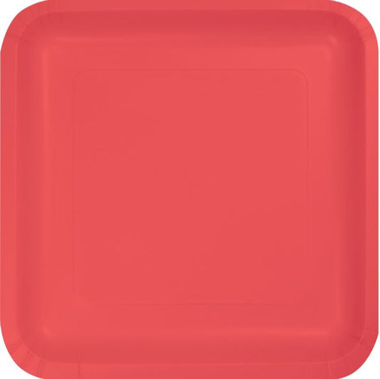 Coral Square Dinner Plates Square Paper 23cm