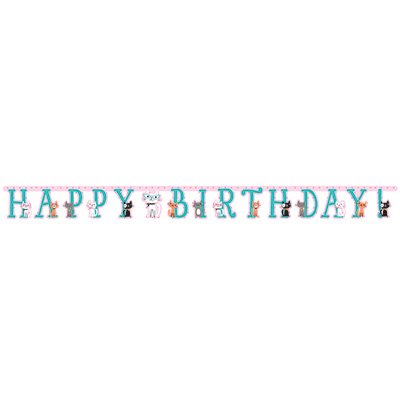 Purrfect Party Happy Birthday Jointed Banner 18cm x 2.1m