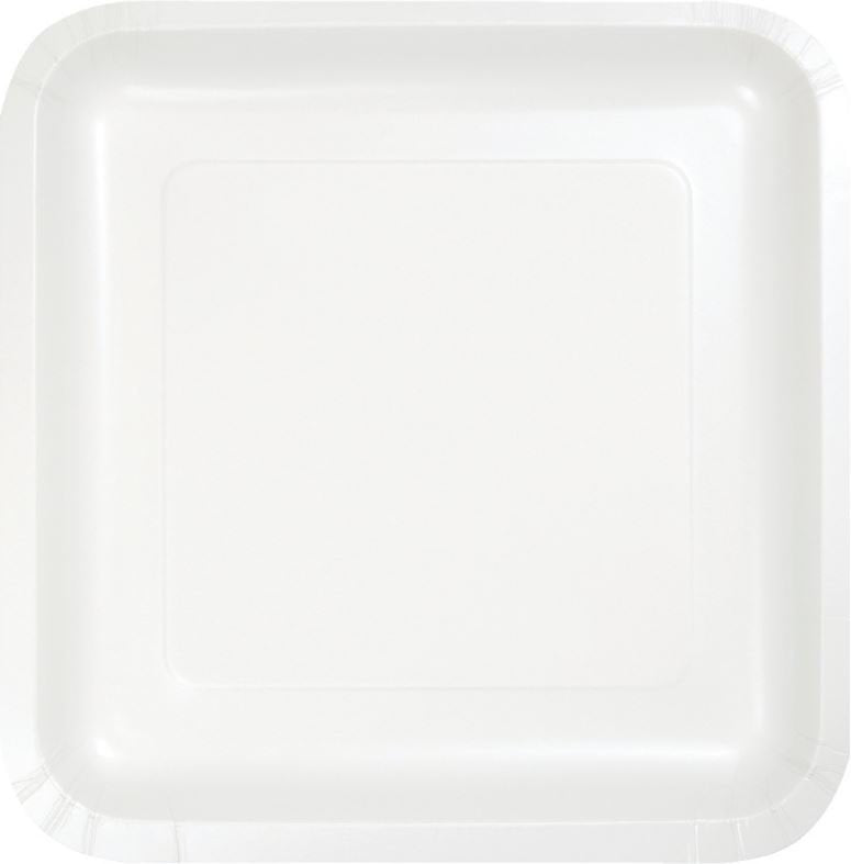 White Square Dinner Plates Paper 23cm
