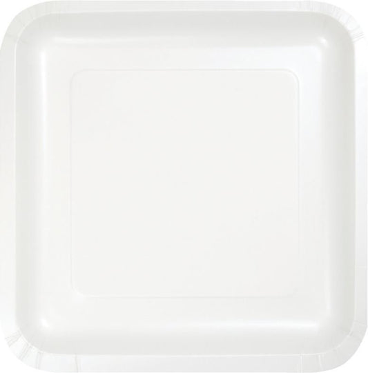 White Square Dinner Plates Paper 23cm