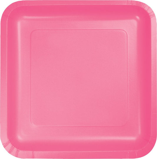 Candy Pink Square Dinner Plates Paper 23cm