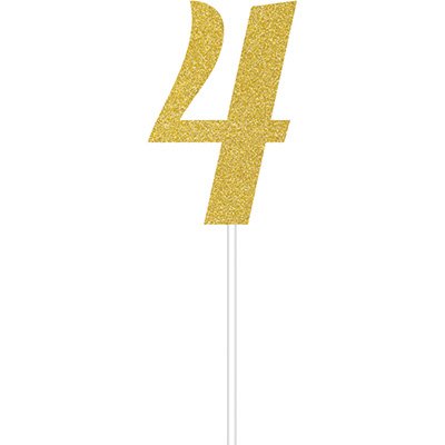 Cake Topper Number 4 Gold Glittered