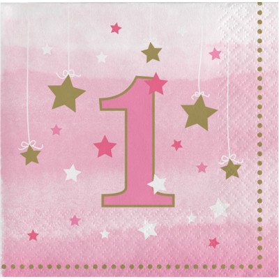 One Little Star Girl Beverage Napkins 1st Birthday