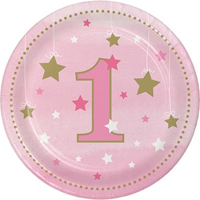 One Little Star Girl Lunch Plates 1st Birthday Paper 18cm