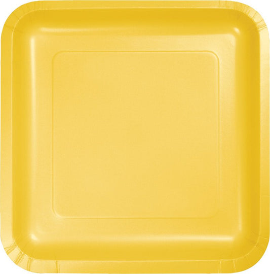 School Bus Yellow Square Dinner Plates Paper 23cm