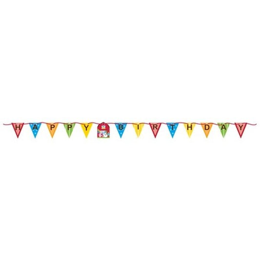 Farmhouse Fun Happy Birthday Ribbon Banner 14cm x 2.28m