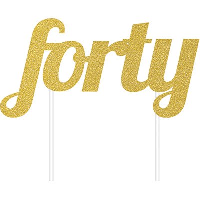 Cake Topper forty Gold Glittered