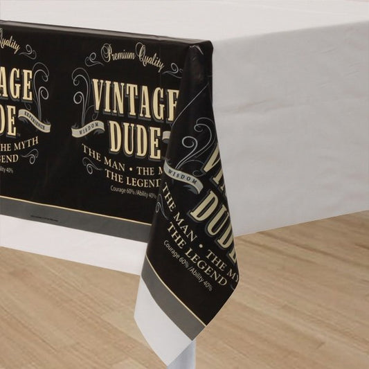 Vintage Dude Tablecover Plastic Border Print Plastic 137cm x 274cm