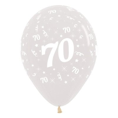Sempertex 30cm Age 70 Crystal Clear Latex Balloons, 6PK