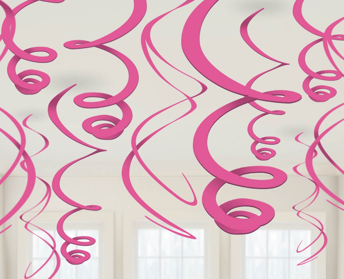 Plastic Swirl Decorations - Bright Pink