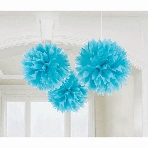 Fluffy Tissue Decorations - Caribbean Blue