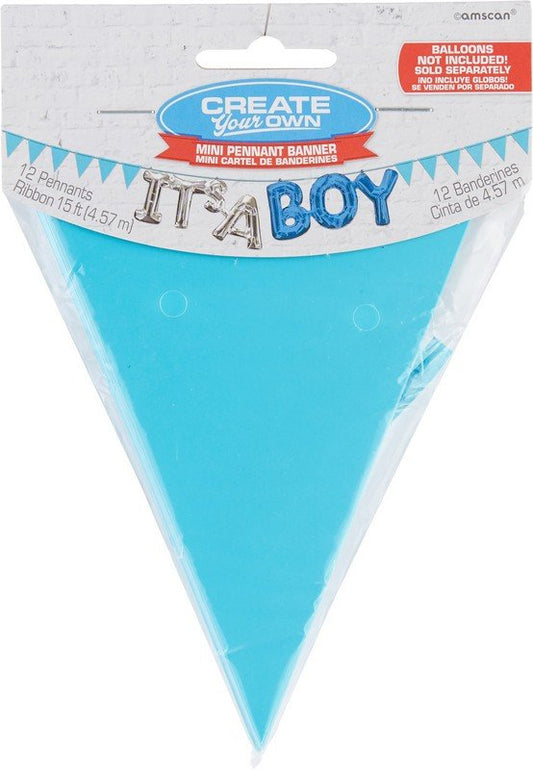 Mini Paper Pennant Banner - Caribbean Blue