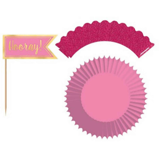 Cupcake Kit Pink Glittered & Hot Stamped