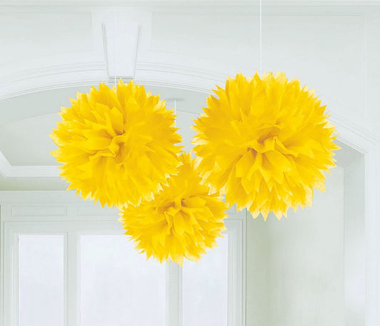 Fluffy Tissue Decorations - Yellow