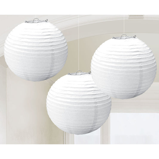 Round Paper Lanterns - Frosty White