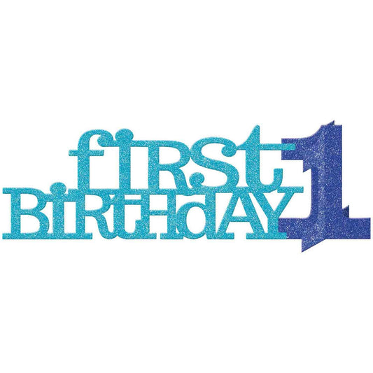 1st Birthday Boy Blue Centrepiece Glittered Cardstock