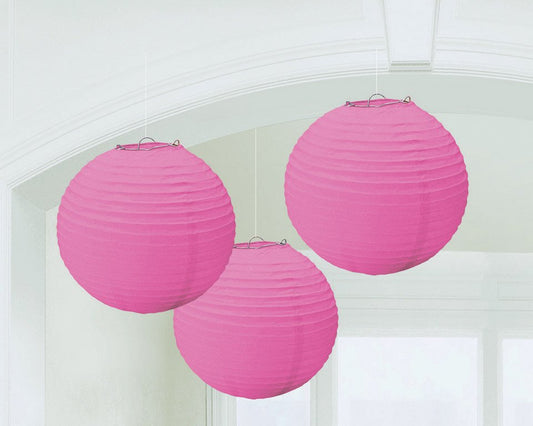 Round Paper Lanterns - Bright Pink