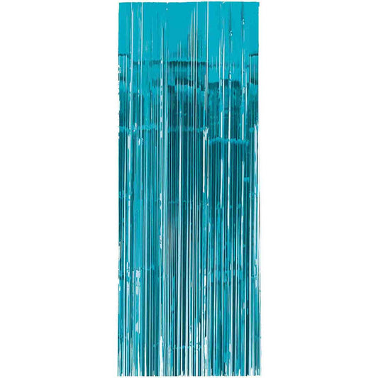 Door Curtain Metallic - Caribbean Blue