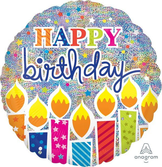 45cm Standard Holographic Shimmer Happy Birthday Candles