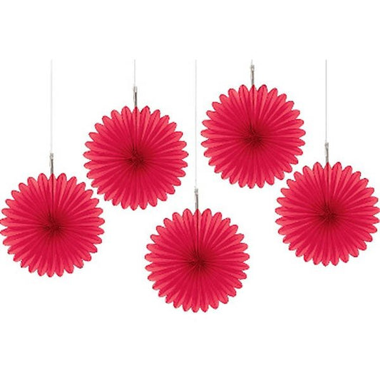 Mini Fan Decorations - Apple Red