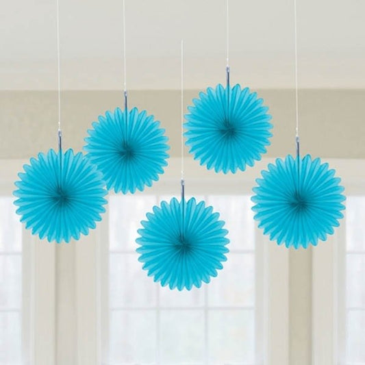 Mini Fan Decorations - Caribbean Blue