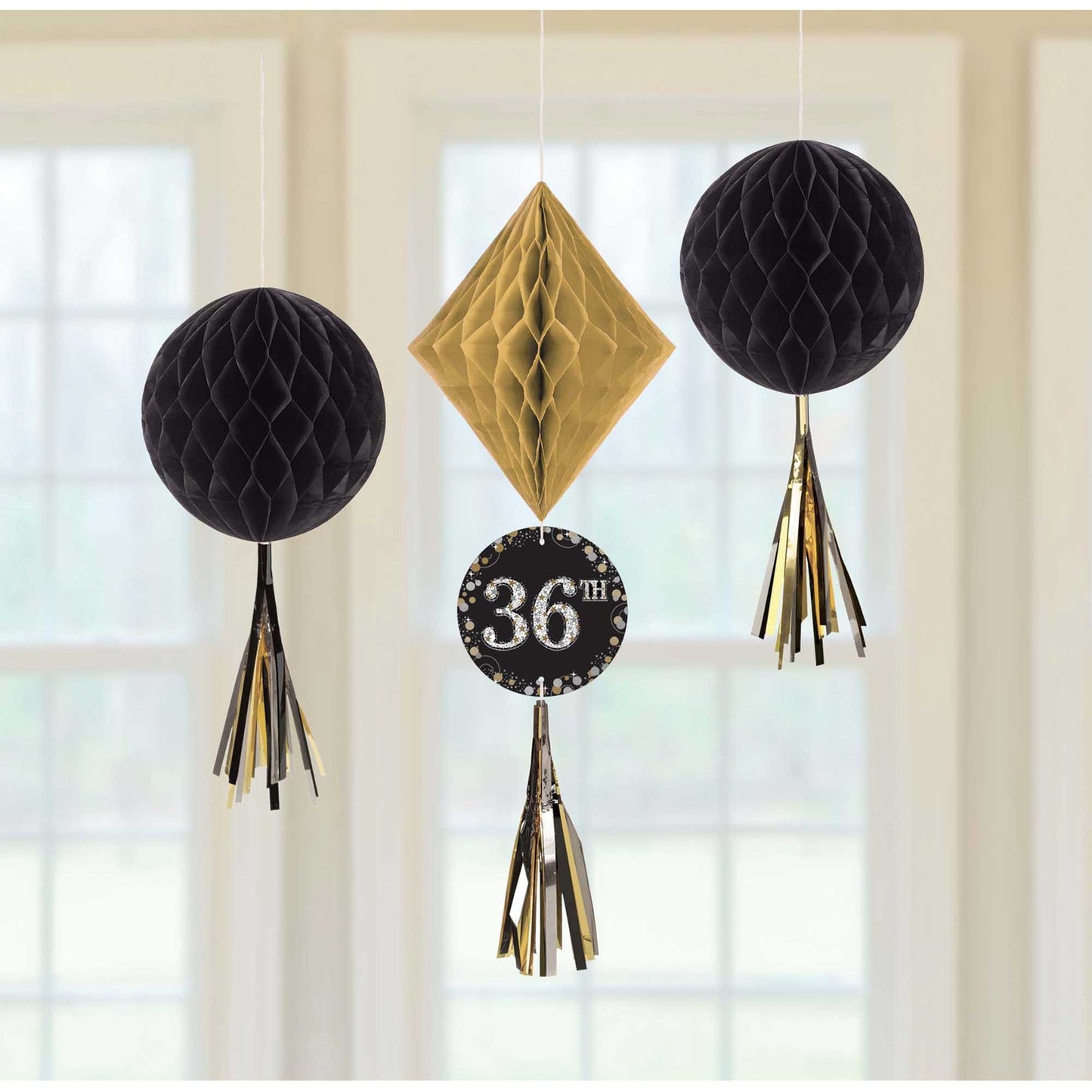 Sparkling Celebration Add Any Age Honeycomb Hanging Decorations