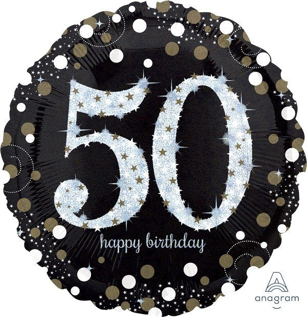 Jumbo Shape Holographic Sparkling Birthday 50