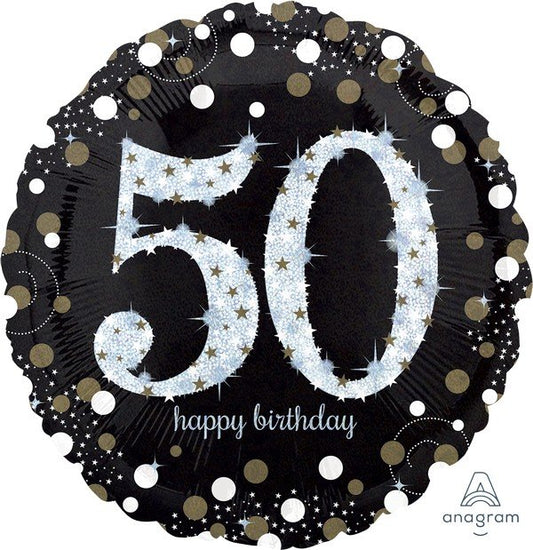 Jumbo Shape Holographic Sparkling Birthday 50
