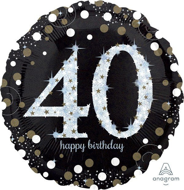 Jumbo Shape Holographic Sparkling Birthday 40