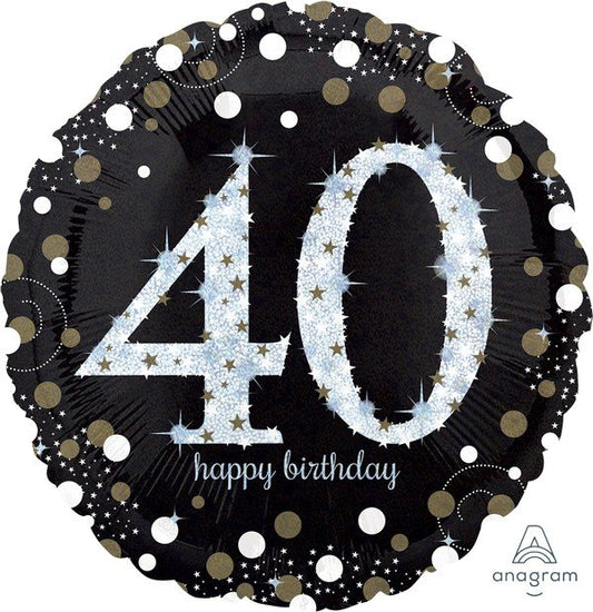 Jumbo Shape Holographic Sparkling Birthday 40