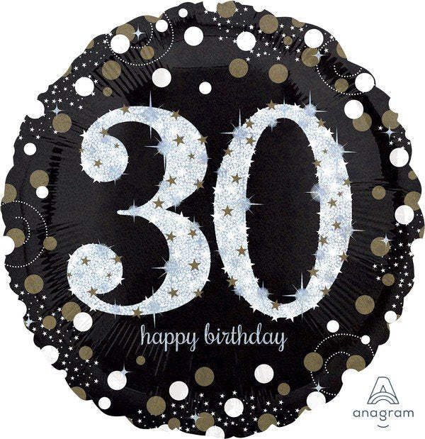 Jumbo Shape Holographic Sparkling Birthday 30