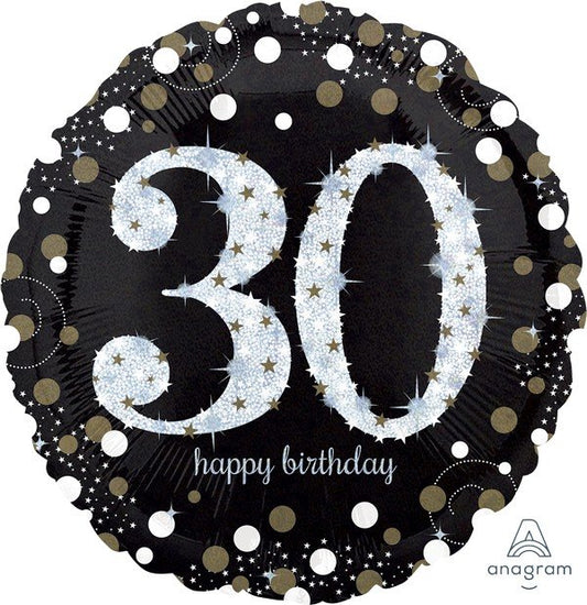 Jumbo Shape Holographic Sparkling Birthday 30