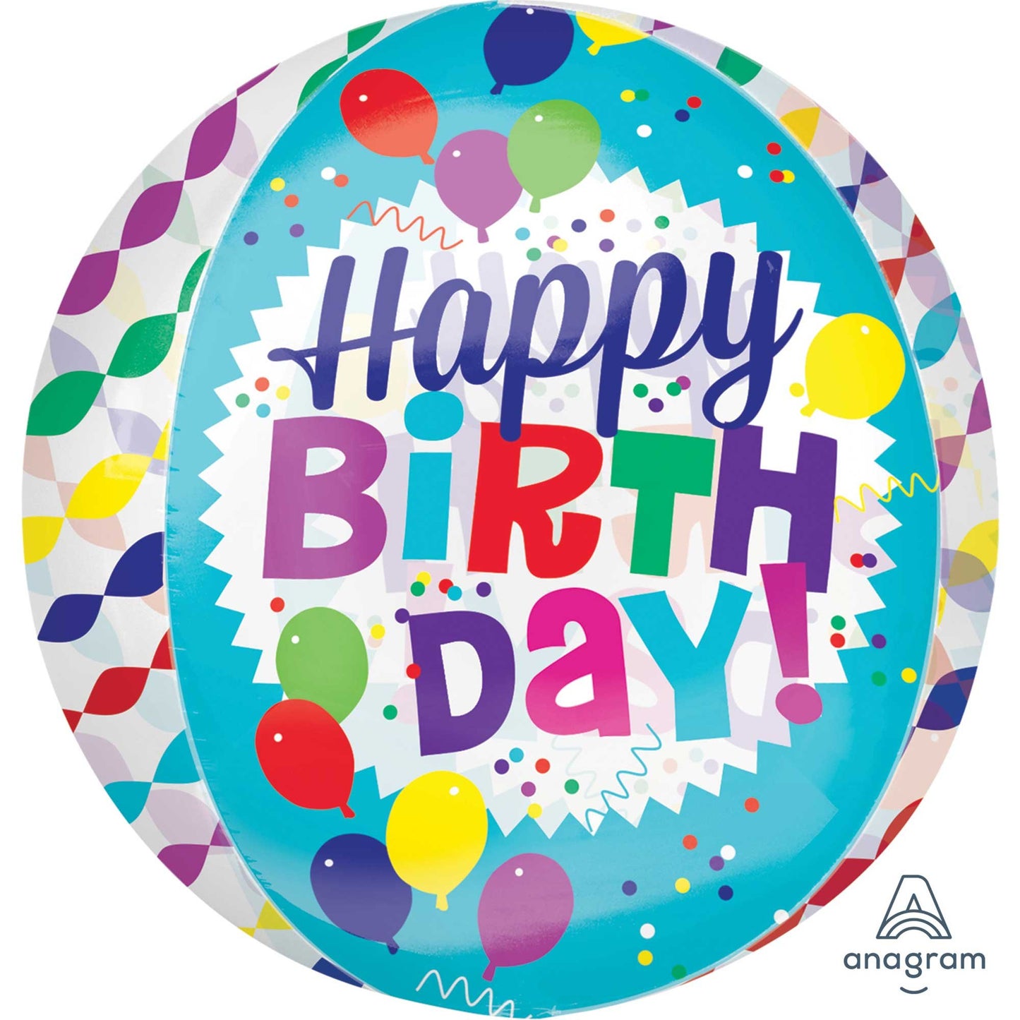 Orbz XL Happy Birthday Streamer Burst Clear