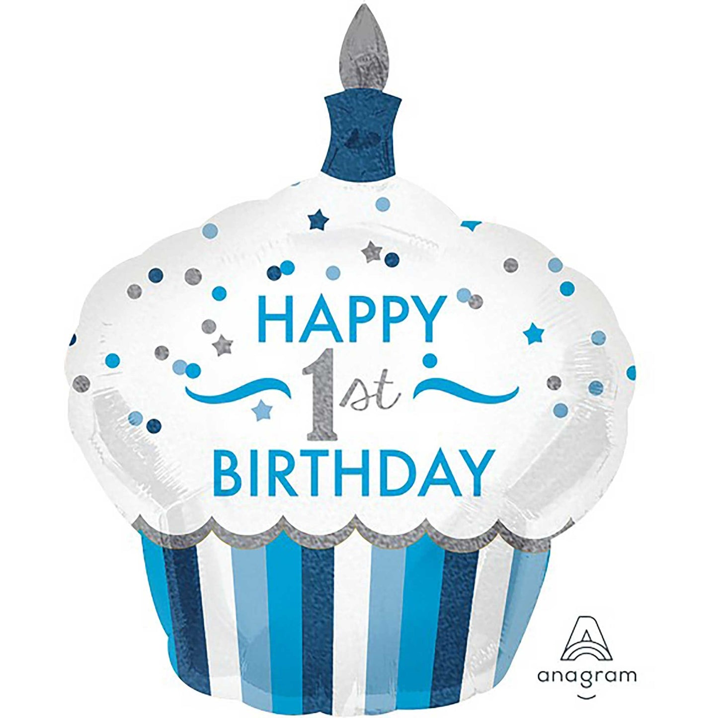 SuperShape Holographic 1st Birthday Cupcake Boy