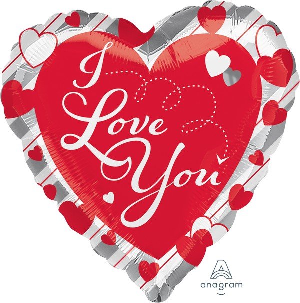 Jumbo Shape HX Love Red Heart & Silver Stripes