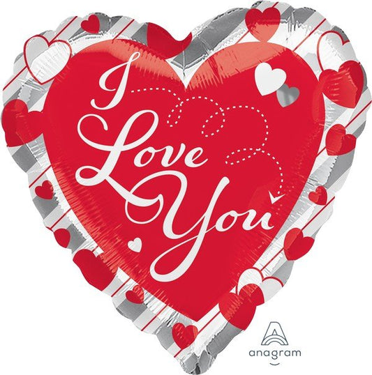 Jumbo Shape HX Love Red Heart & Silver Stripes
