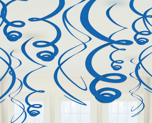 Plastic Swirl Decorations - Bright Royal Blue
