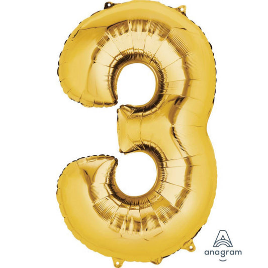 SuperShape Gold Numeral 3.  86cm