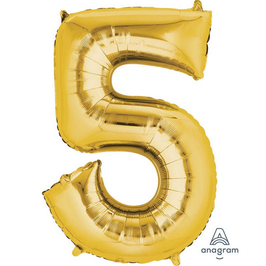SuperShape Gold Numeral 5.  86cm