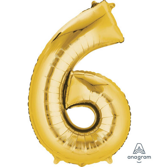SuperShape Gold Numeral 6.  86cm