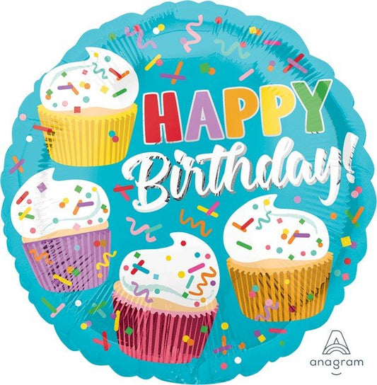 45cm Standard HX Cupcake Fun Happy Birthday