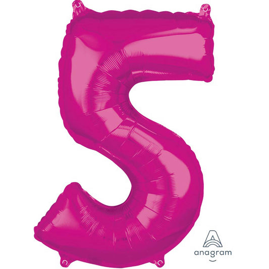 Mid-Size Shape Pink Numeral 5.