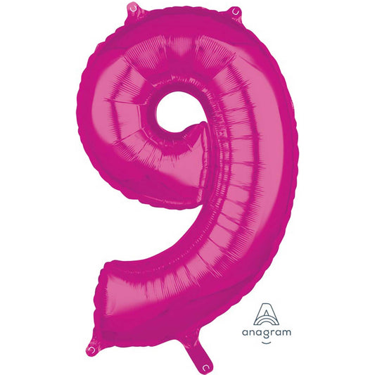 Mid-Size Shape Pink Numeral 9.