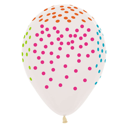 Sempertex 30cm Coloured Confetti Crystal Clear Latex Balloons, 12PK