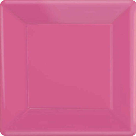 Paper Plates 17cm Square 20CT-Bright Pink