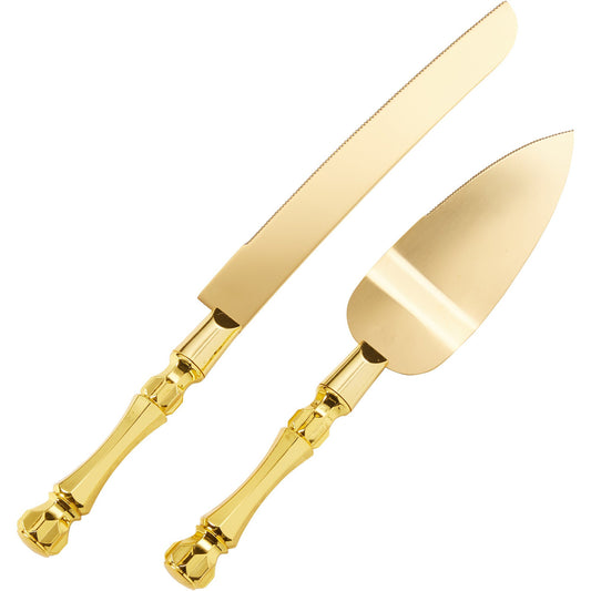 Server Set Gold Electroplated 1 x 32cm Knife & 1 x 26cm Server