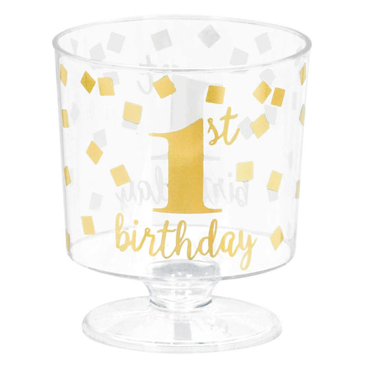 1st Birthday Hot-Stamped Tiny Pedestal Clear Cup (Pack of 30)