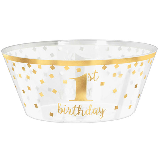 1st Birthday Hot-Stamped Large Plastic Serving Bowl