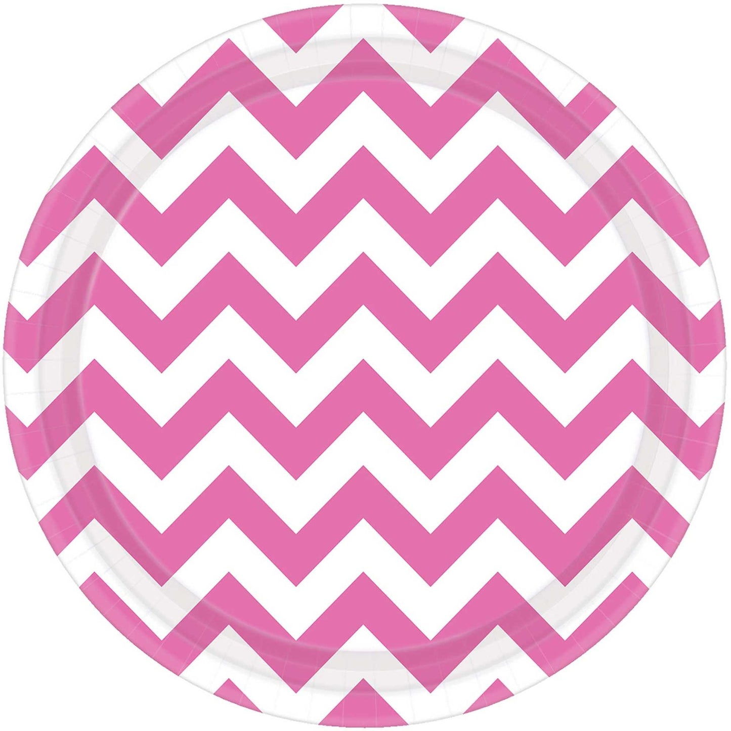 Chevron 7"/17cm Round Plates New Pink