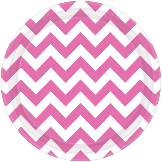 Chevron 7"/17cm Round Plates New Pink